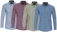 REDMOND Übergrößen Langarmhemd 4 Farben gemustert 2XL-6XL Comfort Fit