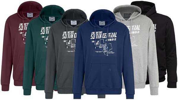 Übergrößen Kapuzen-Sweatshirt AHORN SPORTS South Central weiß 6 Farben 3XL-10XL