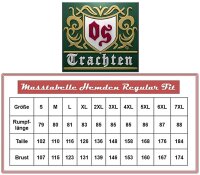 OS Trachten Langarmhemd 4 Farben kariert m. 1 Brusttasche Krempelärmel 3XL-6XL