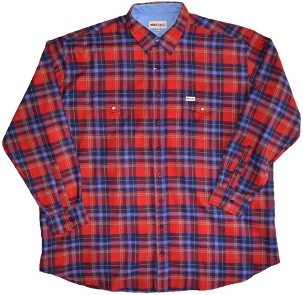 KAMRO Übergrößen Flanell-Langarm-Herrenhemd Rot/Blau/Gelb kariert 5XL-12XL