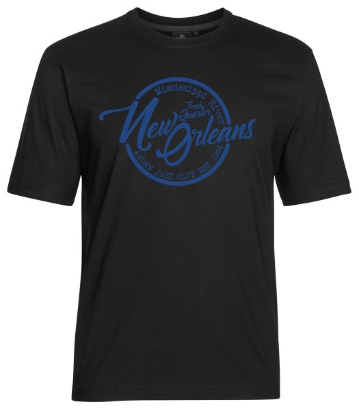 Übergrößen T-Shirt AHORN SPORTSWEAR Druck New Orleans Jazz blau Schwarz