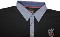 Übergrößen Tolles KAMRO Poloshirt Piqué Schwarz mit Brusttasche 4XL-12XL