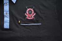 Übergrößen Tolles Poloshirt Piqué KAMRO Schwarz Brusttasche 6XL, 8XL