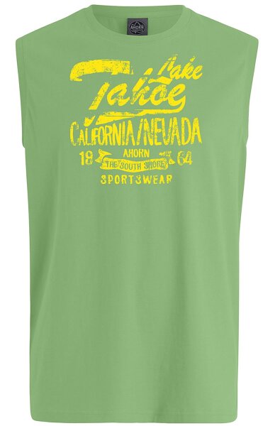 Übergrößen Tanktop AHORN SPORTSWEAR Druck Lake Tahoe gelb Opaline Green 3XL-10XL