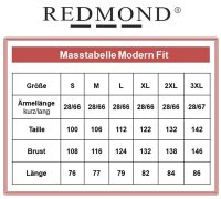 REDMOND Übergrößen Leinen-Kurzarmhemd Brusttasche Bunt gestreift 2XL-4XL Comfort Fit