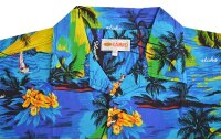 Übergrößen Kurzarm-Herren-Hawaiihemd KAMRO Blau/Gelb/Grün 8XL