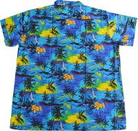 Übergrößen Kurzarm-Herren-Hawaiihemd KAMRO Blau/Gelb/Grün 8XL