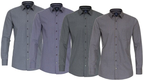 REDMOND Übergrößen Langarmhemd 4 Farben gepunktet 2XL-6XL Comfort Fit